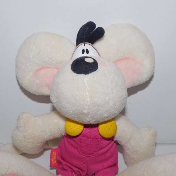 VTG 90s Diddl Mouse Thomas Goletz Depesche 10" Stuffed Plush Toy White Overalls - Picture 3 of 8